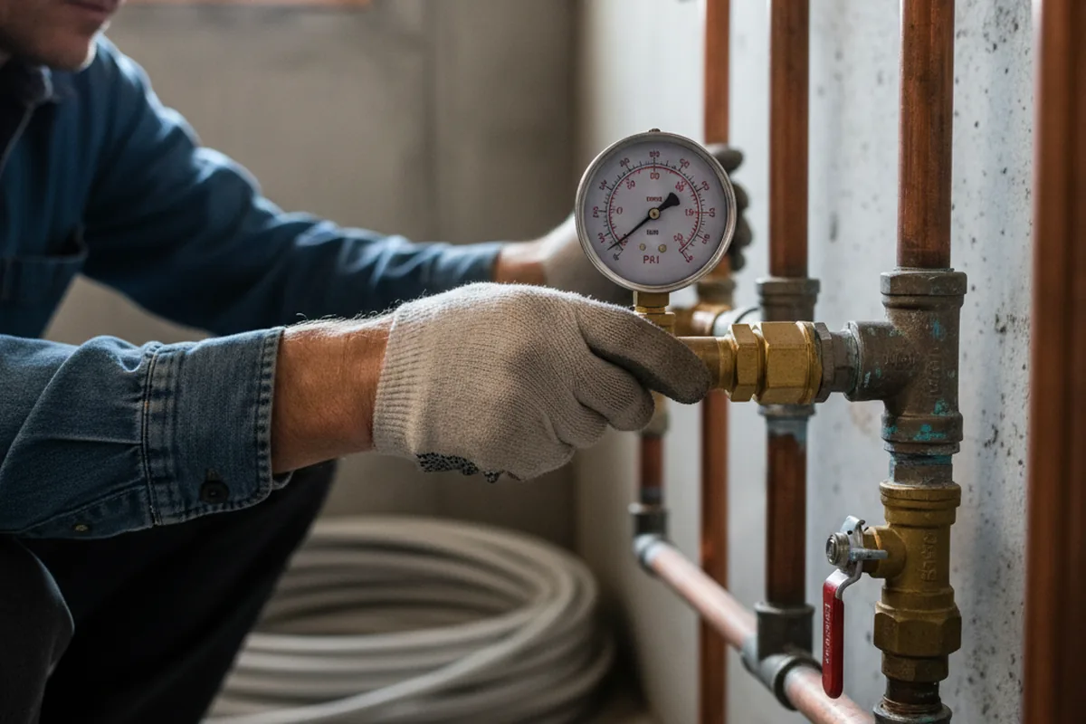 Pressure testing a repaired line during Water Line Repair in San Simeon
